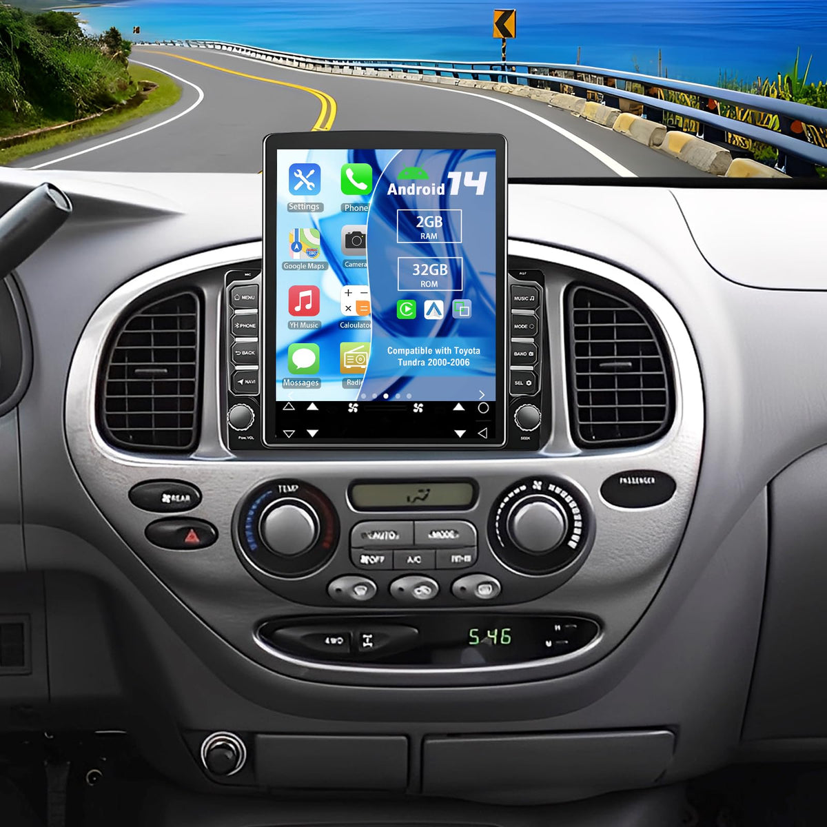 9.7" Double Din Car Stereo Radio for Toyota Tundra 2000-2006,Android 15 Double Din Touchscreen w/Wireless Carplay Android Auto GPS WiFi Bluetooth DSP SWC Mirrorlink Mic Backup Camera