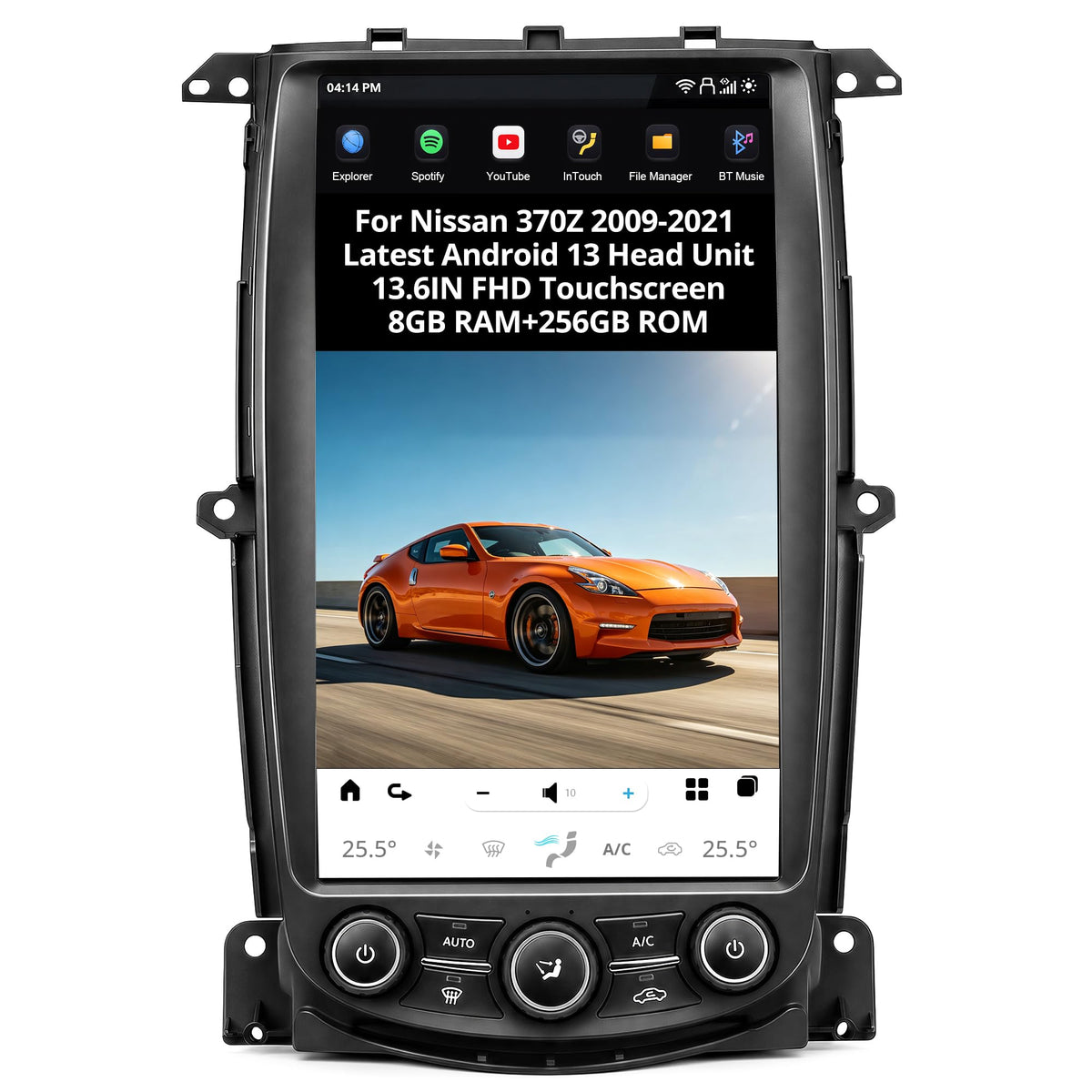 AuCar 13.6 Inch Touch Screen Android 13 Car Radio for Nissan 370Z 2009-2021 Head Unit Wireless Carplay Android Auto GPS Navigation Stereo Multimedia Player 8GB RAM 128GB ROM, Black