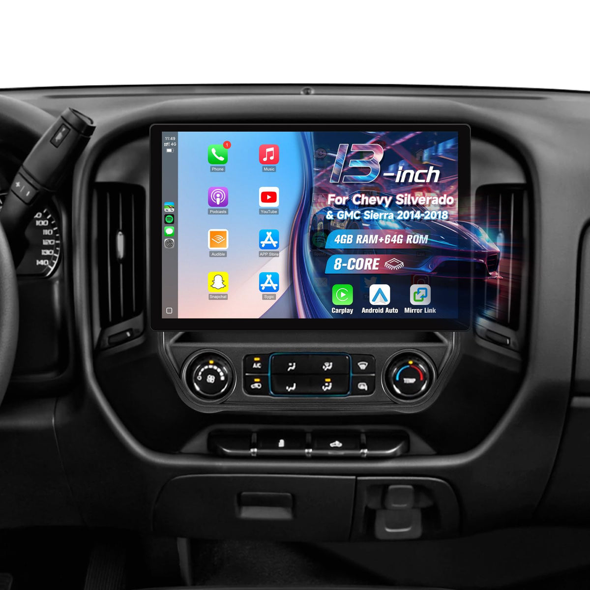 13.1‘’ 2K Car Radio for Chevy Silverado GMC Sierra 2014-2018