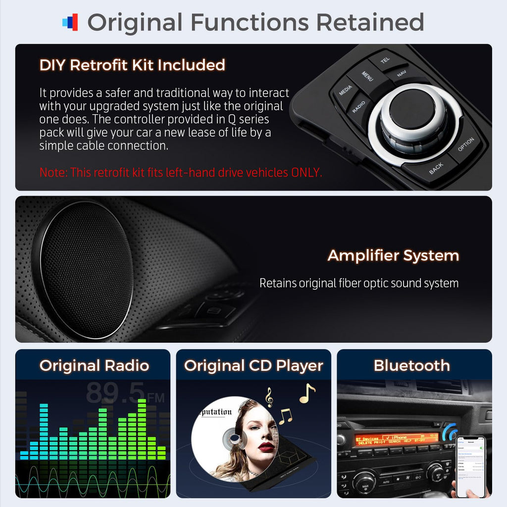 XTRONS 12.3 Inch Android 14 Car Stereo for BMW E90 E91 E92 E93 (2008-2012), IPS Touch Screen 4+64GB Global 4G Car Radio GPS Navigation Support Wireless Car Play Android Auto