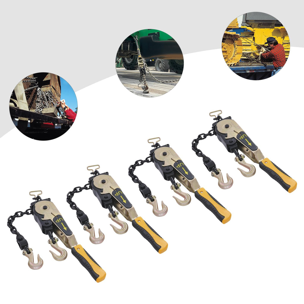 Ratchet Chain Binder 3/8-1/2 '' 6600lbs G70 Grab Hook, Heavy Duty Tie Down Hauling Chain, Tie Down Hauling Chain Binders for Hauling, Towing, Logging