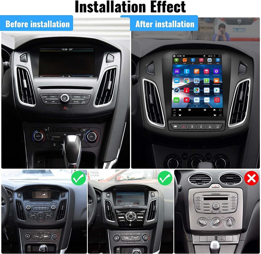 Android 13.0 Double Din Car Stereo Radio Player for Ford Focus 2012-2018 9.7 Inch HD Touch Screen Car Audio Receiver with GPS Navigation Bluetooth Head Unit Supports Backup Camera(2G+32G)