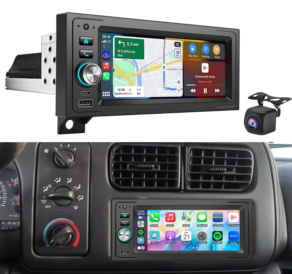 Plug Play Car Radio Stereo with Apple Carplay Android auto GPS Navi Steering Wheel Control for Dodge & Chrysler & Jeep (1990-2001)