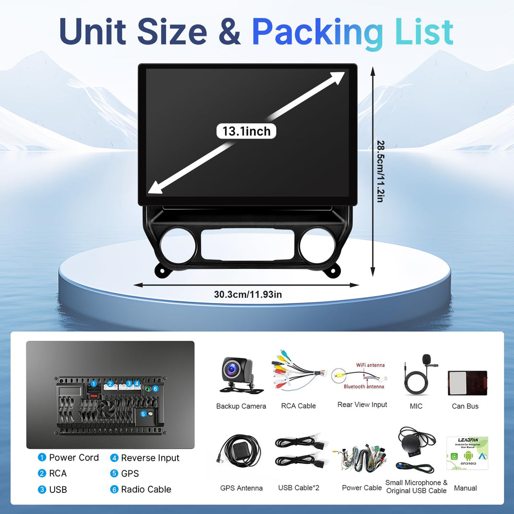 13.1‘’ 2K Car Radio for Chevy Silverado GMC Sierra 2014-2018