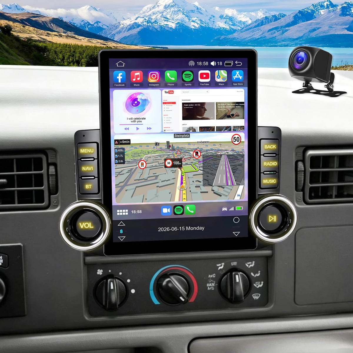 2+64G Double Din Car Radio Upgrade for Ford F-250 F-350 Super Duty 1999-2004 Stereo Replacement Head Unit Wireless CarPlay Android Auto 9.7'' Touch Screen Bluetooth GPS WiFi Camera