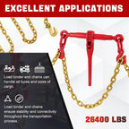 4Pcs Chain and Binder Kit, 3/8"-1/2" Ratchet Load Binders
