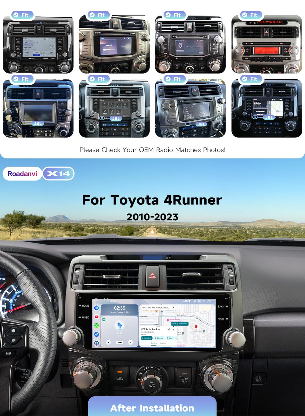 Android 14 6G+128G 10.25" Head Unit for Toyota 4Runner 2010-2023