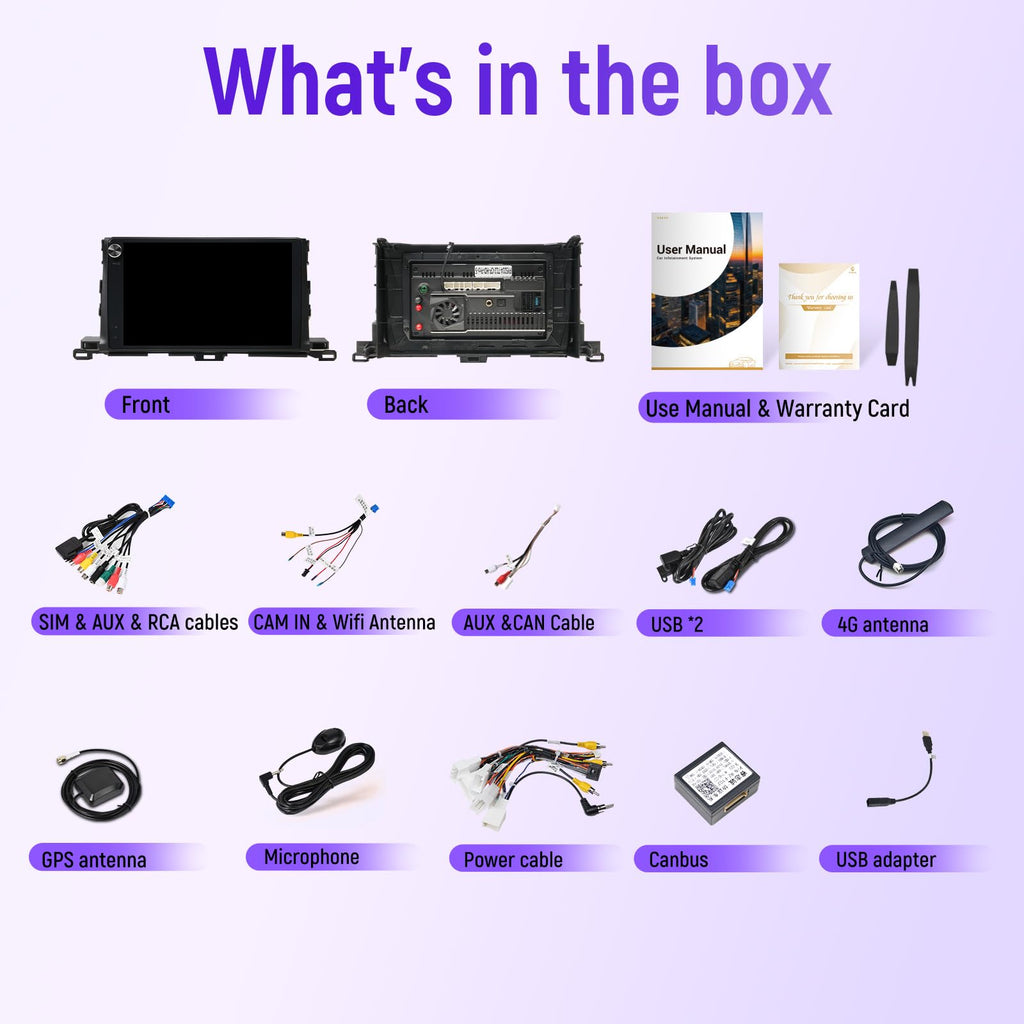 Car Stereo for Toyota Highlander 2015-2019 Upgrade 8GB+128GB Android 12