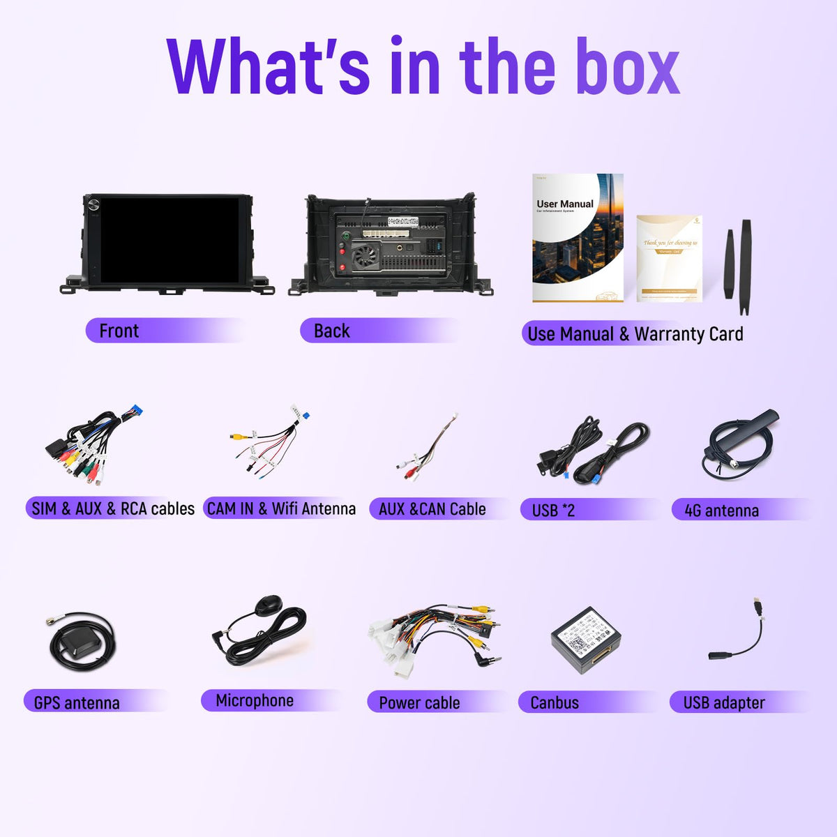 Car Stereo for Toyota Highlander 2015-2019 Upgrade 8GB+128GB Android 12