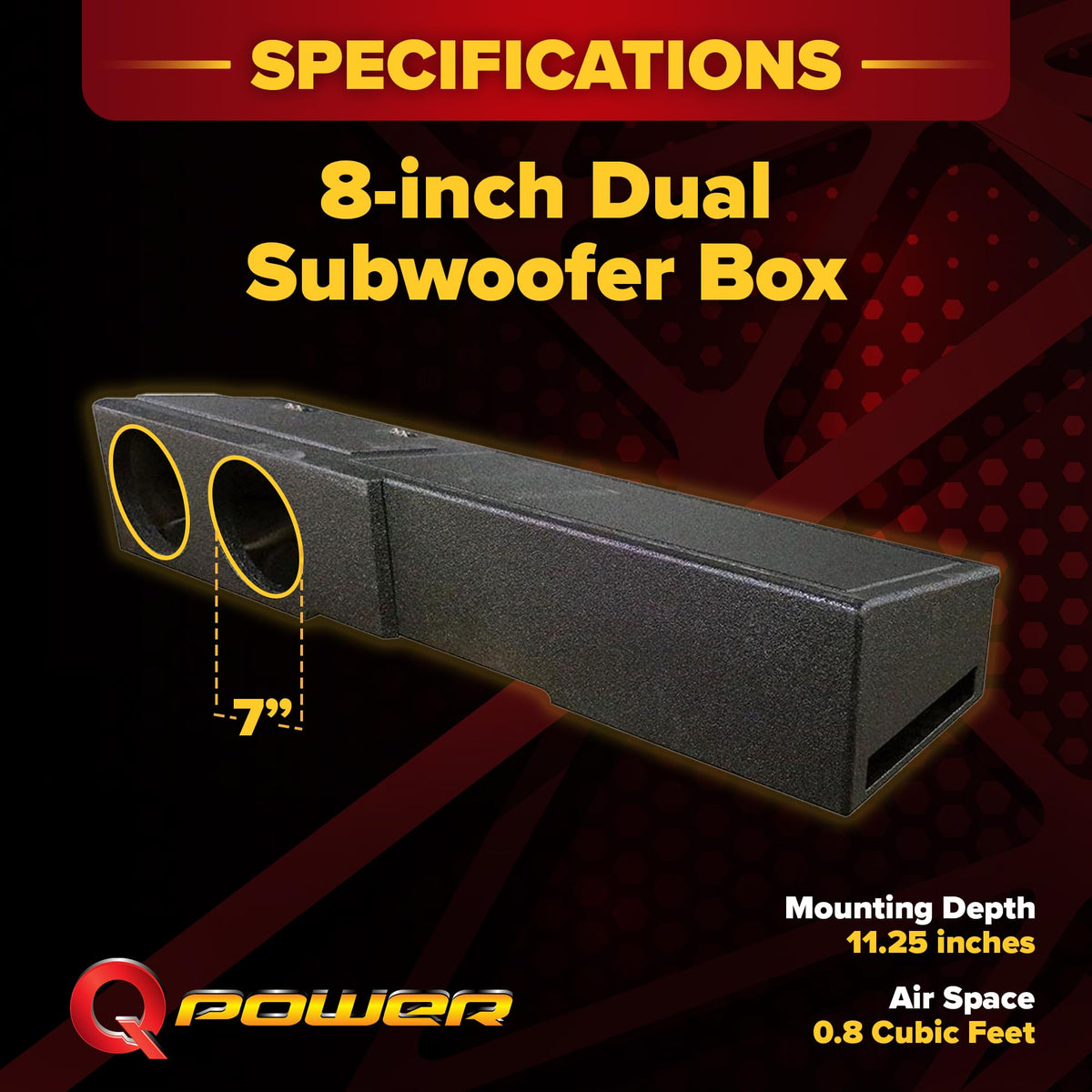 QPower Dual 8" Sealed Sub Box - Chevy Silverado/GMC Sierra Crew 2007-2026