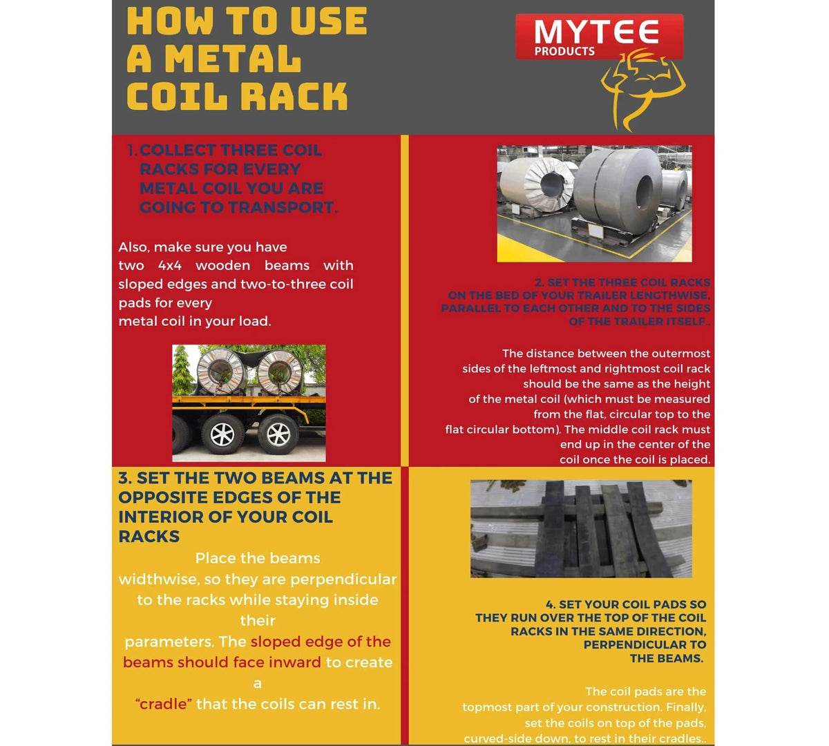 Mytee Products 4 Pcs 5/16" - 3/8" Ratchet Chain Binder, 4Pcs Coil Racks for Steel Coils Securement