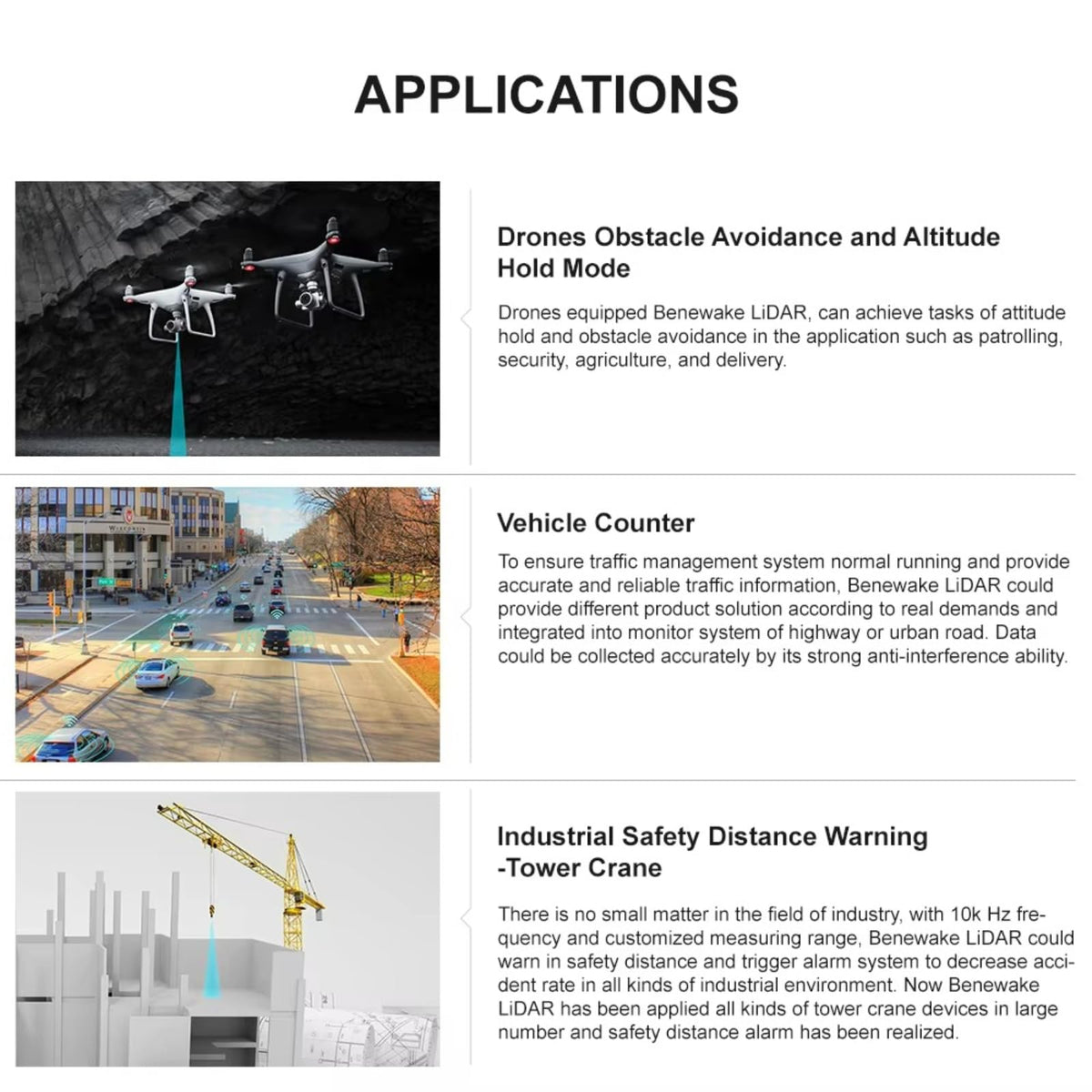 Benewake TF03-180 Industrial Long-Range LiDAR Sensor Laser Radar - 180m Range, IP67 Protection, Strong Light Immunity, Ideal for UAV Obstacle Avoidance & Vehicle Safety Warning (CAN)