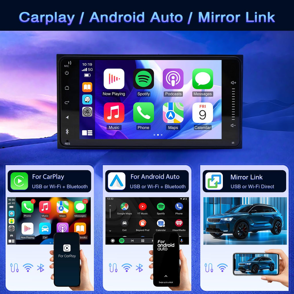 Car Radio for Cadillac CTS 2003 2004 2005 2006 2007 with Apple Carplay & Android Auto, 10-Inch Touch Screen Car Stereo with GPS Bluetooth WiFi Double Din DSP FM RDS Camera, 4+64GB