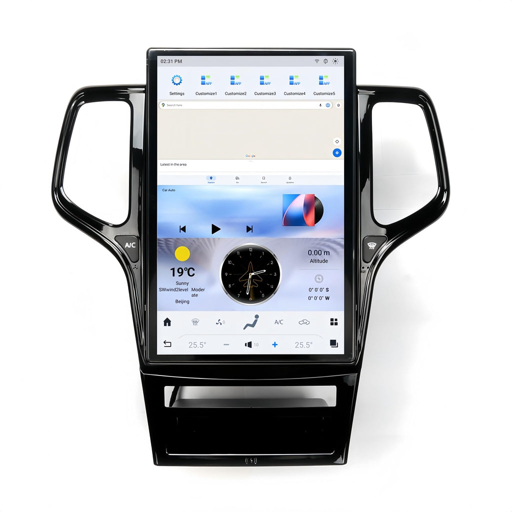 14.4" IPS Touch Screen Android 13 Car Stereo for Jeep Grand Cherokee 2014-2023, Tesla Style 8GB+128GB Head Unit Wireless CarPlay Android Auto GPS Navigation OEM Integrated (Black)
