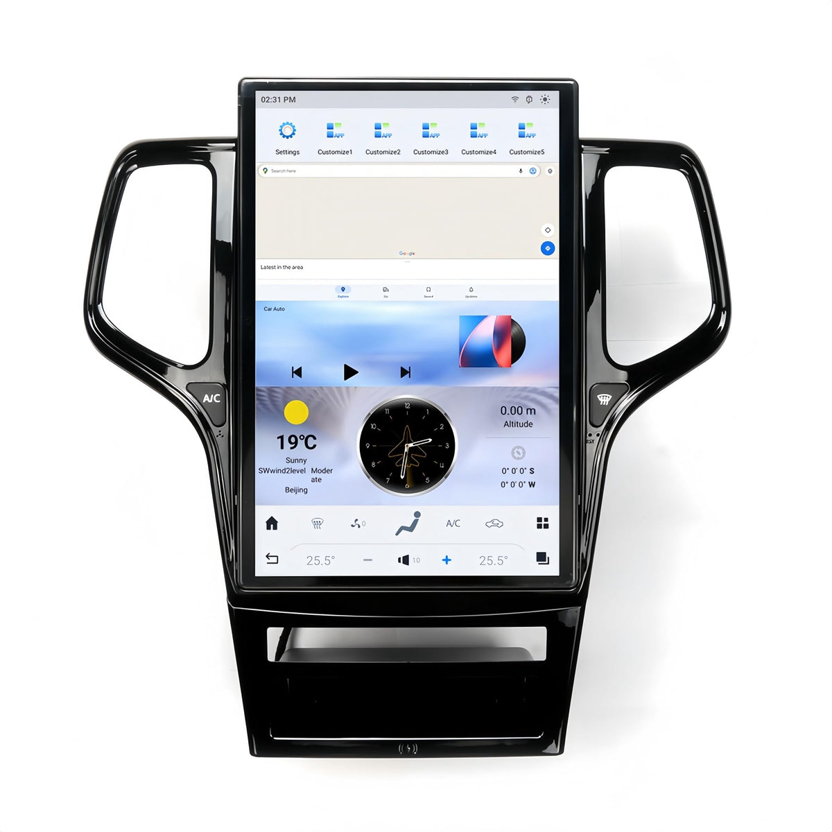 14.4" IPS Touch Screen Android 13 Car Stereo for Jeep Grand Cherokee 2014-2023, Tesla Style 8GB+128GB Head Unit Wireless CarPlay Android Auto GPS Navigation OEM Integrated (Black)