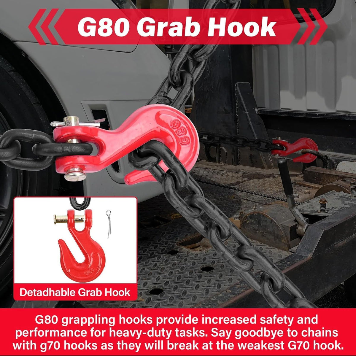 Grade 80 Chain and Binder Set w/ G80 Chain Hooks - 5,400 lbs WLL