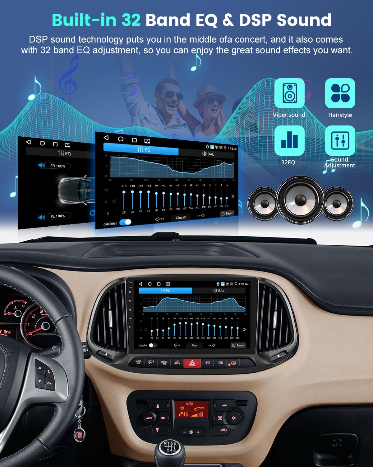 4+64G Car Stereo for Dodge Ram ProMaster City 2015-2021 with Wireless Carplay/Android Auto - 9 Inch Touchscreen Radio with 32EQ DSP/5GHz WiFi/GPS Navigation/Mirror Link/SWC + AHD Rear View Camera