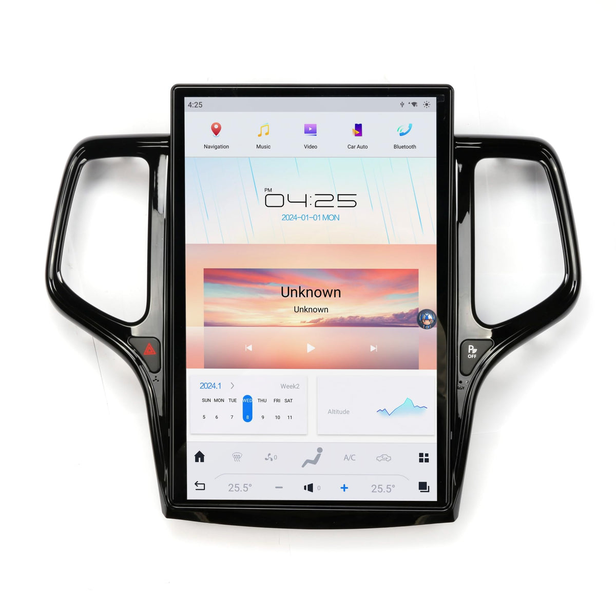 14.4" IPS Touch Screen Android 13 Car Stereo for Jeep Grand Cherokee 2014-2023, Tesla Style 8GB+128GB Head Unit Wireless CarPlay Android Auto GPS Navigation OEM Integrated (Black)