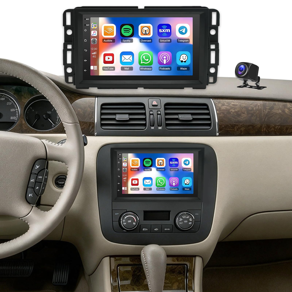 2+64G Android 14 Double Din Car Radio Stereo Upgrade for Buick Lucerne 2006-2011 w/Wireless Carplay Android Auto 8 Inch Touch Screen GPS Navigation Head Unit Radio BT DSP SWC Backup Camera Mic