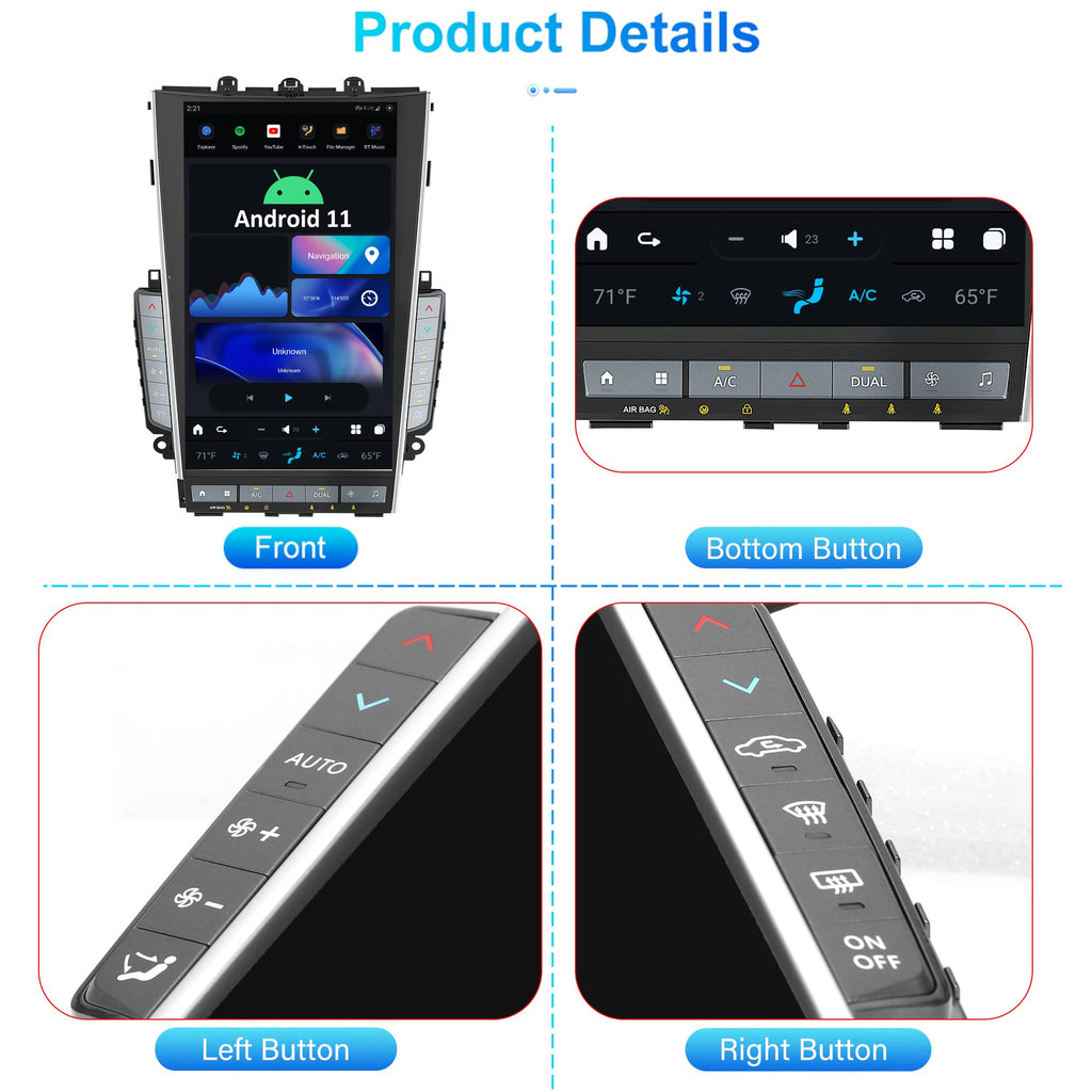 Aucar Mark 6 13.6 Inch T-Style Android Car Radio Head Unit for Infiniti Q50 Q50S Q60 Q60S, 1080P Multimedia Stereo Video Player with Wireless Carplay, GPS Navigation, OEM Functions 8+128 GB 2014-2019