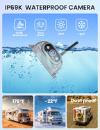 Wireless Backup Cameras System with 10.26"Pre-Wired for Furrion System 1080P HD IPS Touch Screen-No Delay,IP69K Waterproof,Super Night,Wide Split Screen 2-Channel for Reversing RV,Trailer,Camper,Truck