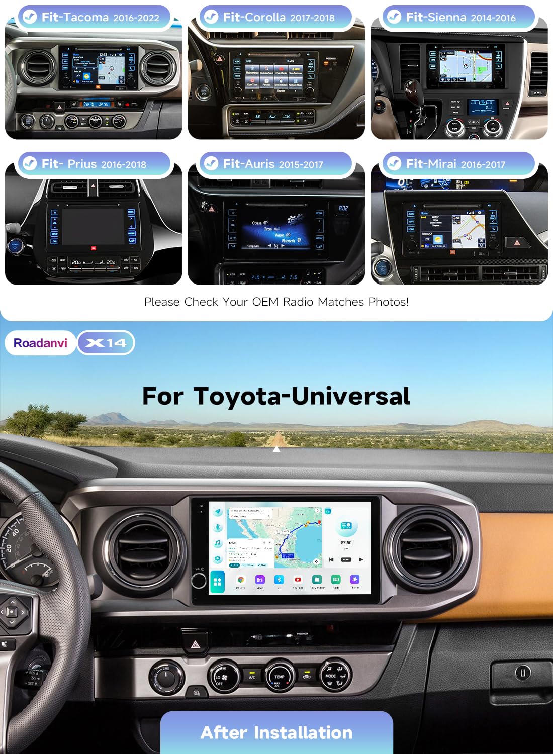 X14 9" Car Radio for Toyota Tacoma 2016-2022 Corolla 2017 2018