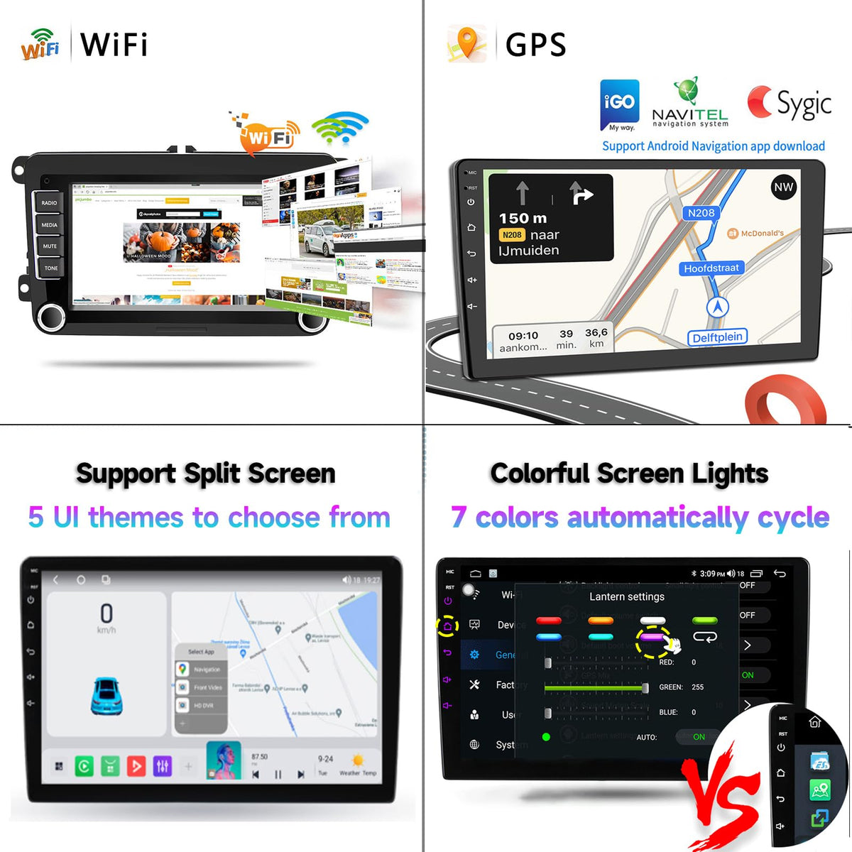 8CORE 4+32GB Android 14 Car Radio Stereo for 2006-2011 Mercedes Benz C-Class C180 C200 C230 C250 C300 C350 W204 S204-9.08" QLED Touch Screen, Upgrade Dash Kit with CarPlay & Android Auto, GPS