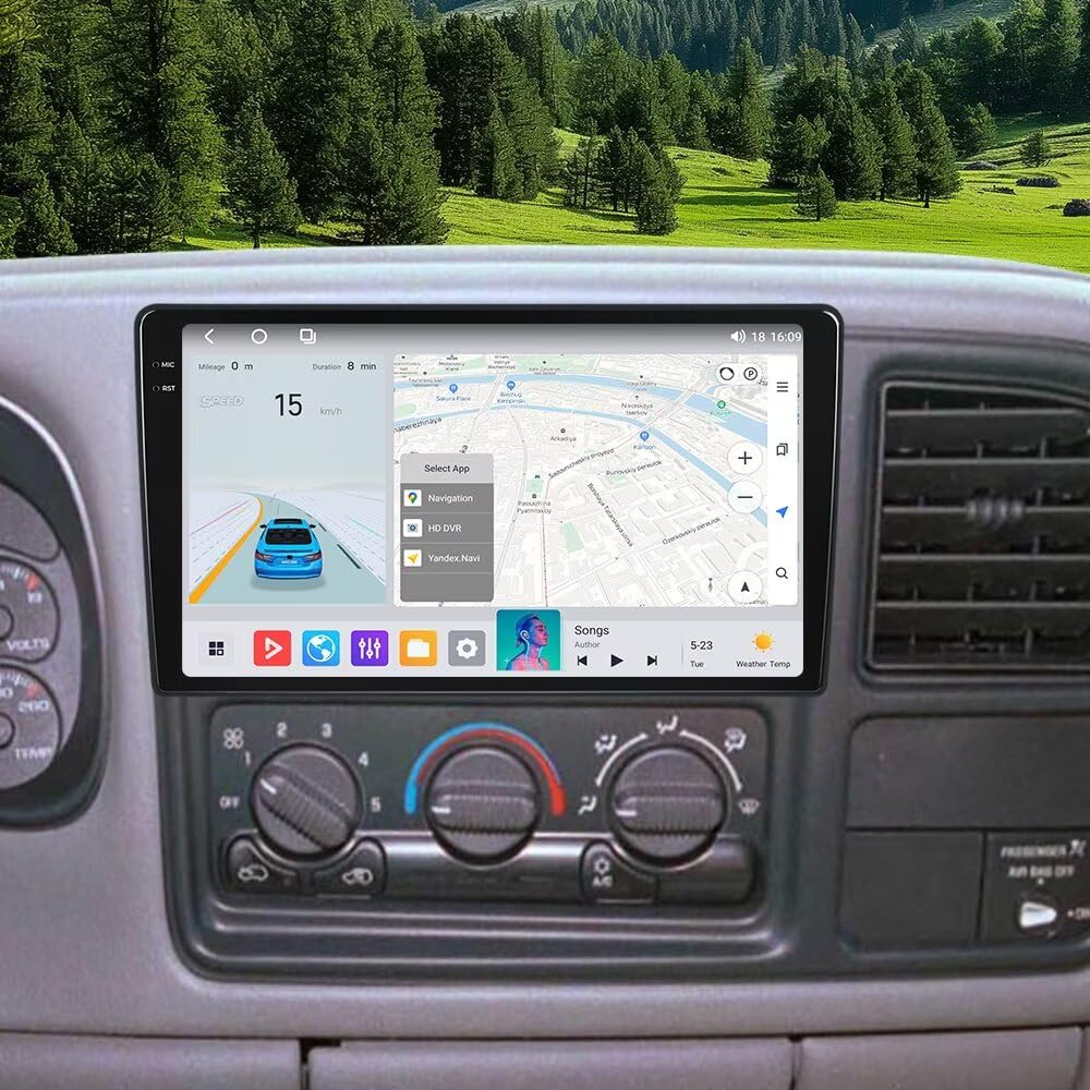 MekedeTech Android Touch Screen for Chevrolet Silverado/Suburban/Tahoe/GMC Sierra 1999-2002,9 inch Stereo Navigation with Wireless CarPlay/Android Auto/FM,4 core 2+64G