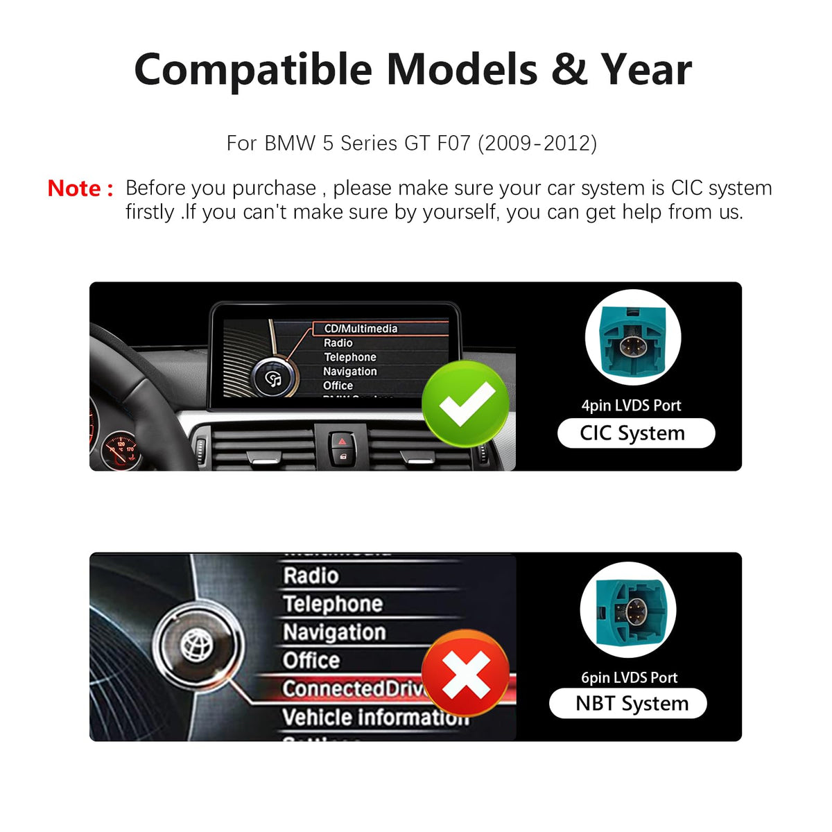 12.3" CarPlay Android Auto Stereo for BMW 5 GT F07 NBT 2012-2016
