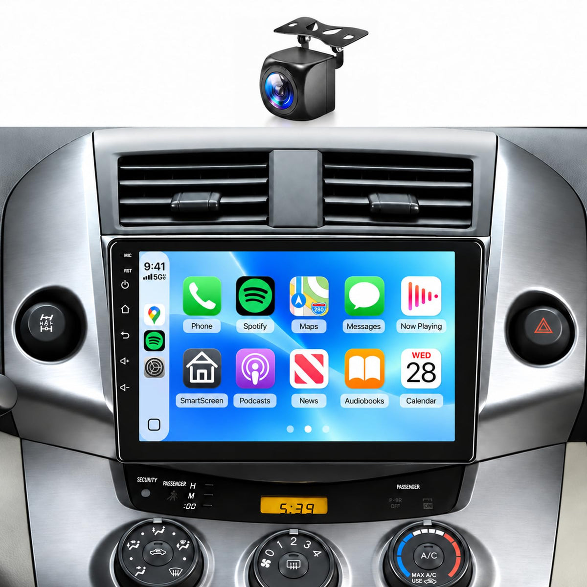 8 CORE 6+128G for Toyota RAV4 2007-2011 Car Radio Stereo Wireless CarPlay/Android Auto, Podofo 9 Inch HD IPS Touch Screen 32-Band DSP Android 13 GPS WiFi Bluetooth AHD Backup Camera