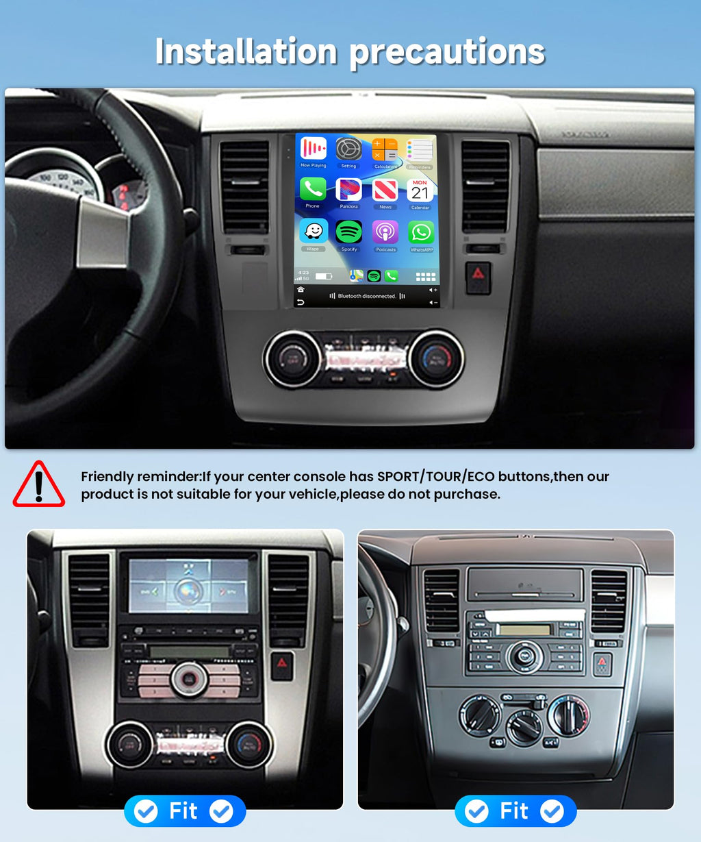 Car Radio Stereo for Nissan Versa 2007-2011 [4G+64G] Android Wireless CarPlay Android Auto,9.7” IPS Touchscreen Car Stereo Bluetooth5.0,GPS,WiFi,SWC,EQ AI DSP+Backup Camera for Versa Radio