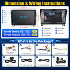 Car Radio for Toyota Tundra 2007-2013 Sequoia 2008-2012 with Wireless CarPlay & Android Auto, 10 Inch Toyota Tundra Stereo Head Unit with BluetoothGPS Navigation FM Radio