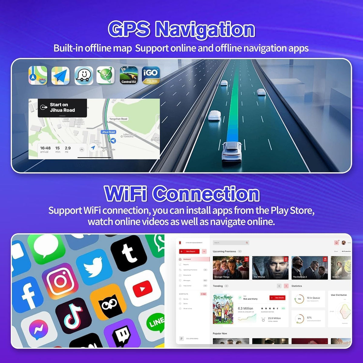 9.7inch Android 15 Car Stereo for Chevrolet Chevy Cruze 2009-2016 Touch Screen Car Radio with Wireless Carplay/Android Auto GPS/WiFi/Bluetooth/SWC/Backup Camera/FM【2+64G】
