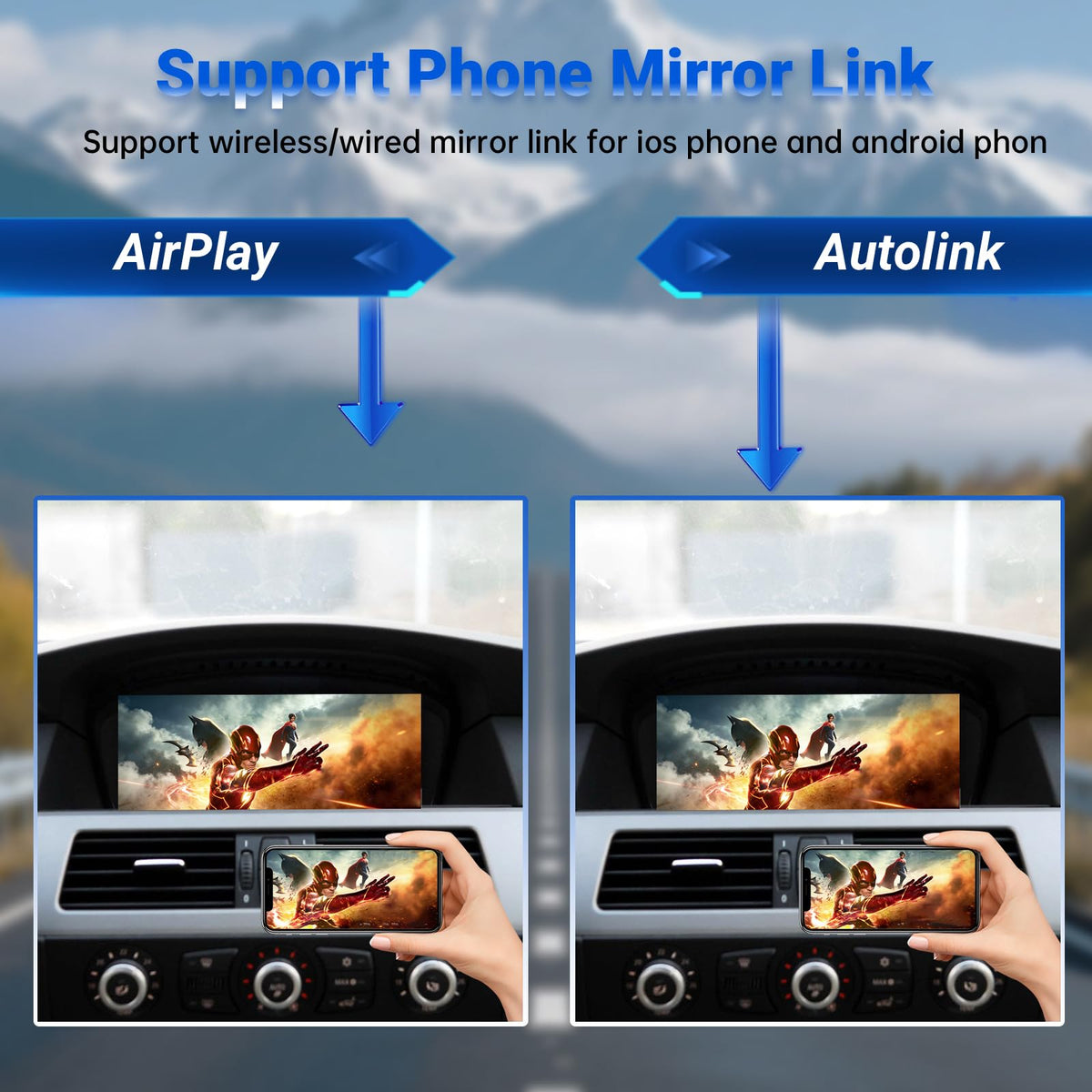 CarPlay Touchscreen Screen Upgrade for BMW 5 Series E60/E61 with CCC System 2005-2008, 9.3 Inch Wireless CarPlay Android Auto, Mirror Link Car Radio Car Stereo Bluetooth Video Player Head Unit