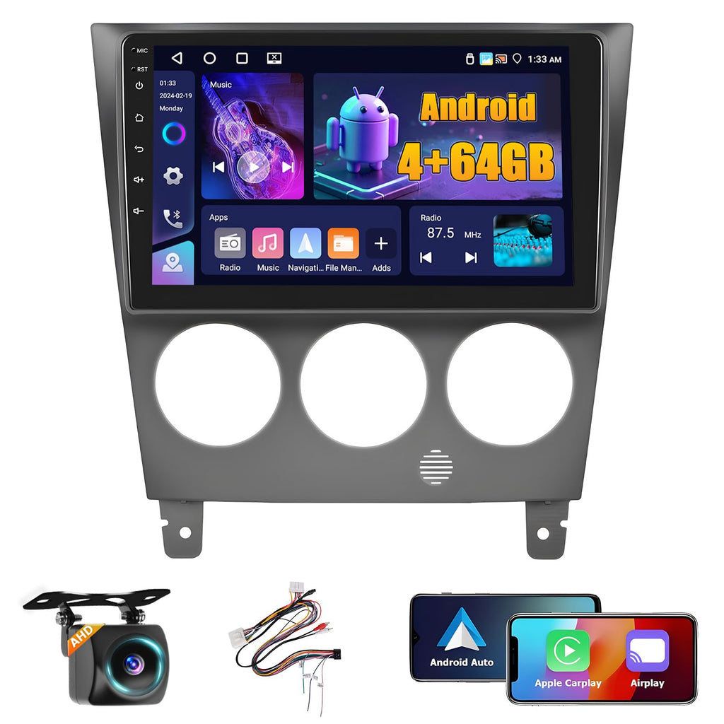 4+128GB Android 15 Car Stereo for Subaru Impreza 2003-2006 Wireless Carplay Android Auto, 9 Inch Incell Touch Screen Car Stereo with GPS, Backup Camera, Bluetooth, FM/RDS, EQ, WiFi, SWC