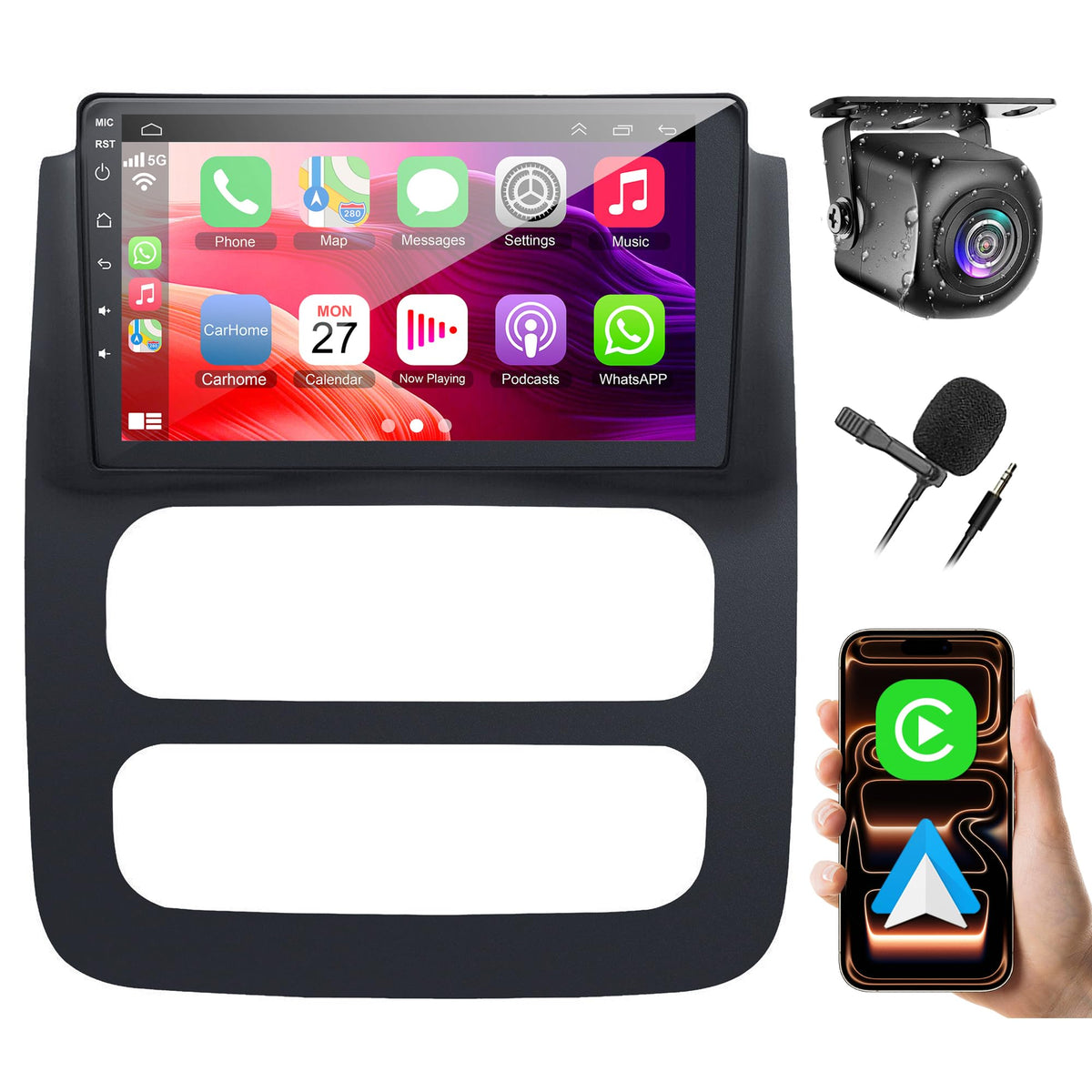 4G+64G Car Radio for Jeep Grand Cherokee 2014-2021, for Dodge Charger Challenger 2015-2023, Wrangler 2018-2020, for Dodge RAM 1500/2500/3500 2013-2018, Car Stereo, Carplay/Android Auto, GPS, Rear View
