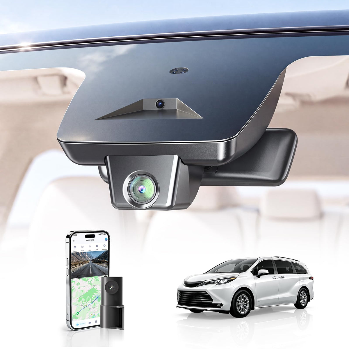 4K & Rear 1080P Dash Cam for Toyota Sienna 2021-2026,Integrated OEM Look