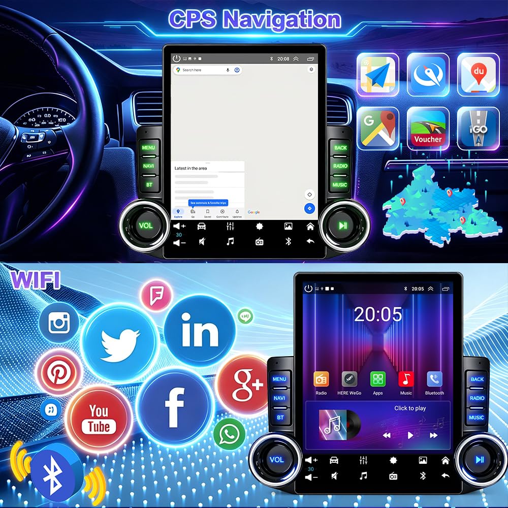 [2G+64G] Car Radio for Honda Pilot 2003 2004 2005 2006 2007 2008 with Wireless Carplay/Android Auto, 9.7 Inch Touch Screen Stereo with GPS Navigation/Bluetooth 5.0/5GHz WiFi/Backup Camera