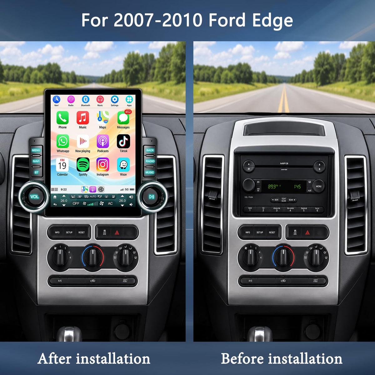 Android 15 Car Radio Stereo for Ford Edge 2007-2010 Double Din 4+64G