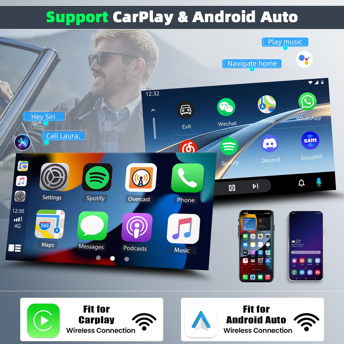 4+64G Android 14 Car Stereo for Chrysler Sebring 2007-2010,for Chrysler Voyager 2008-2016 Update 7 inch Touch Screen Radio with Wireless Carplay AHD Backup Camera GPS SWC Bluetooth FM