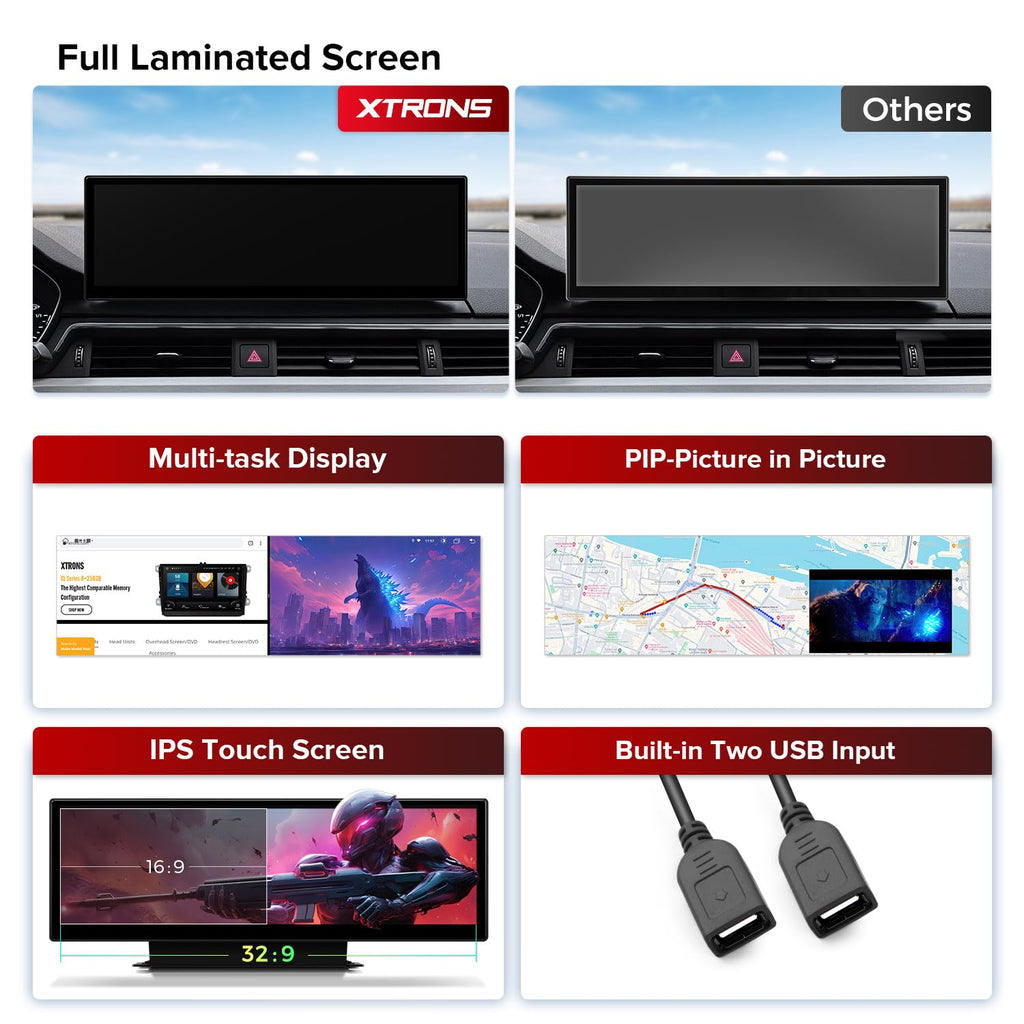 XTRONS 14.9 Inch Android 13 Car Stereo for Audi A4 A5 B9 (2016-2020) MIB2 System, 2K IPS Touch Screen 4+64 GB Global 4G LTE Car Radio GPS Navigation Support Wireless CarPlay Android Auto