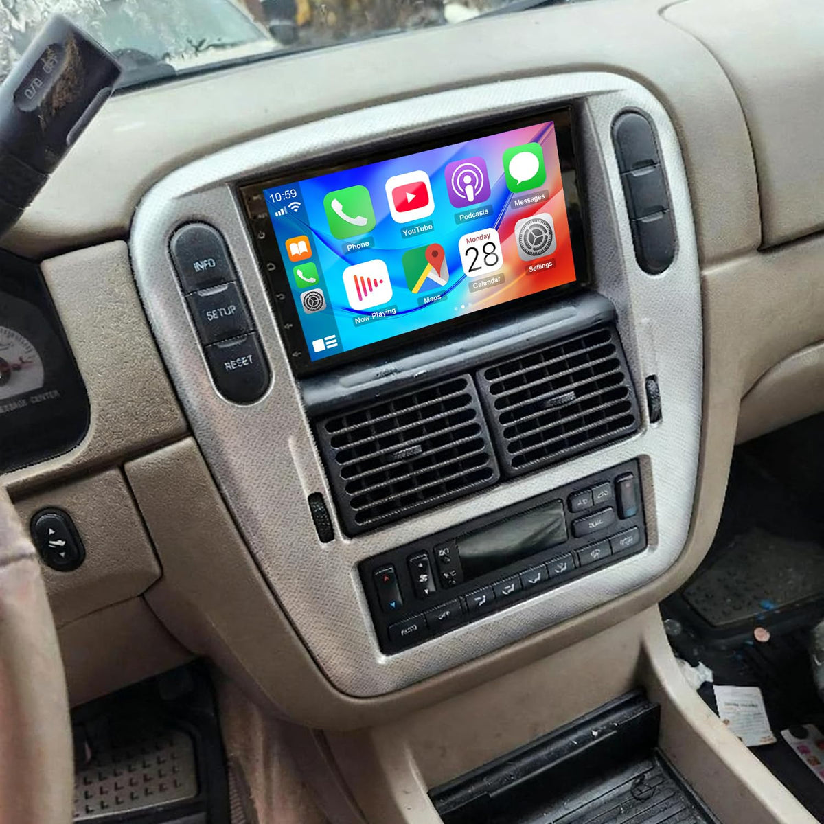 4+64G Double Din Car Stereo Upgrade for 1998-2005 Ford Explorer Android 14 Radio Replacement 7" IPS Touch Screen Head Unit w/Wireless CarPlay Android Auto GPS Navi Bluetooth BT WiFi FM RDS DSP Camera