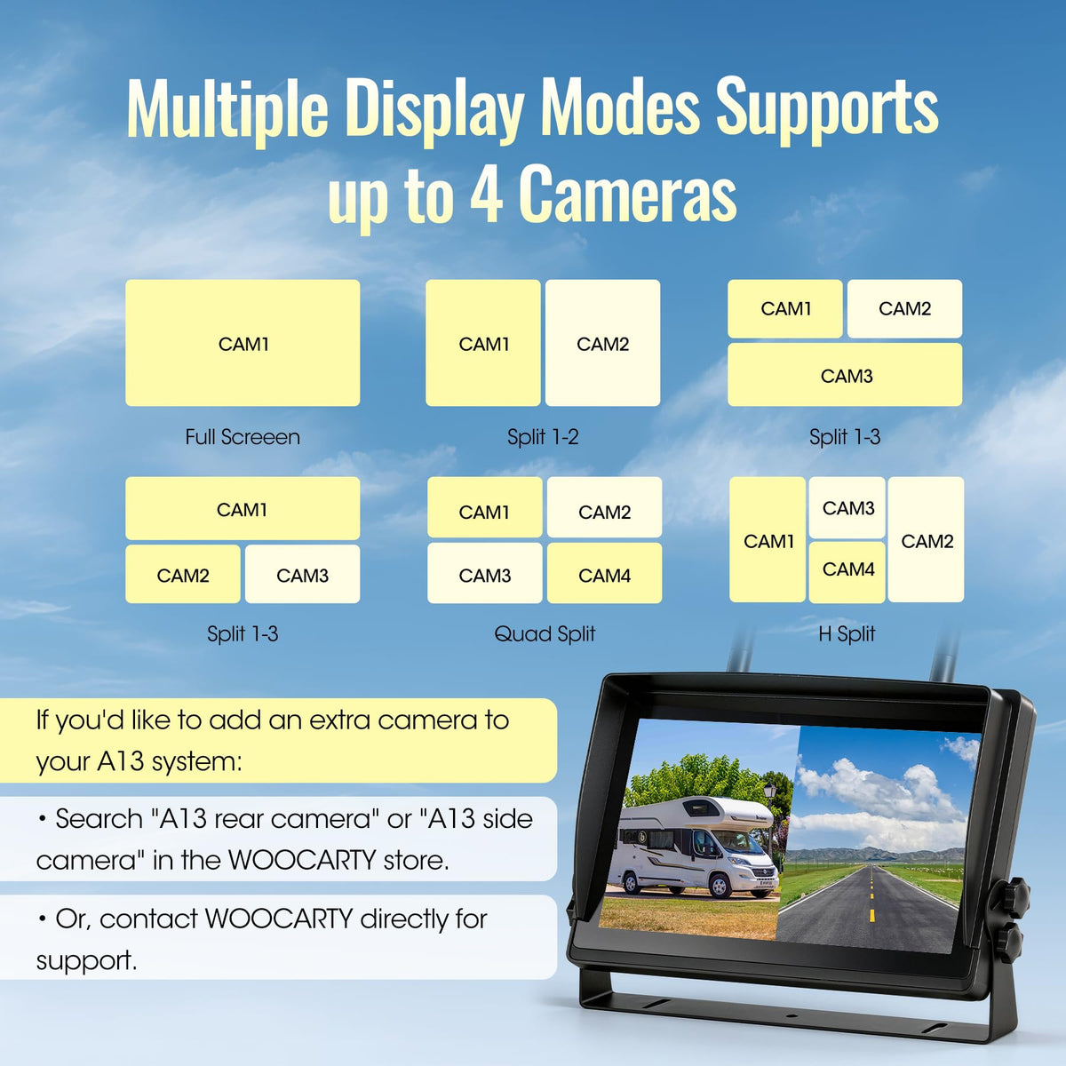 Magnetic Wireless RV Backup Camera System, 7" 1080P Touchscreen & 3 Cameras, Compatible with Furrion Pre-Wired Plug, DVR Monitor, Waterproof Night Vision Camera for Trailer Truck, A13