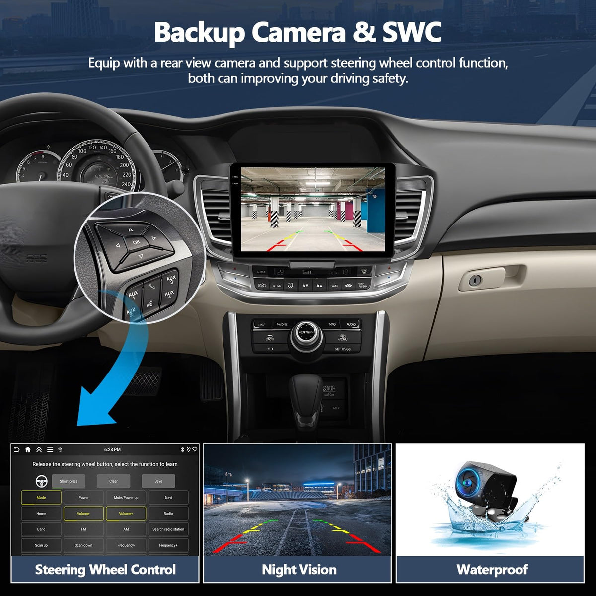 4G+128G Car Radio Stereo for Honda Accord 2013 2014 2015 (with Knob on OEM Screen) with Wireless CarPlay Android Auto/Android 15/10 inch 1280 * 720 in-Cell Touch Screen/GPS/Bluetooth/Backup Camera