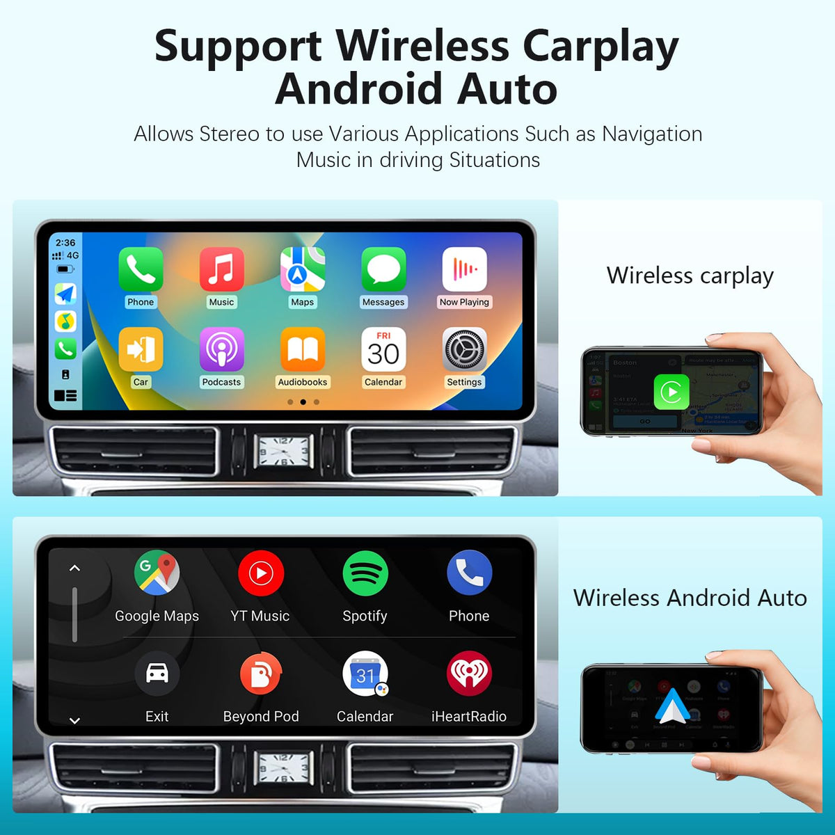 12.8" QLED Mercedes ML/GL W166/X166 NTG4.5/4.7 12-15 CarPlay