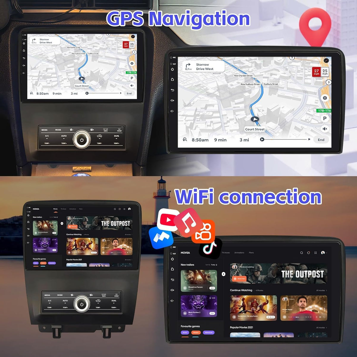 4+64G Car Radio for Ford Mustang 10 inch Touch Screen 2010 2011 2012 2013 2014 Stereo,Wireless Carplay/WiFi/Bluetooth/EQ Audio/Andriod Auto/AM/FM/AHD Camera