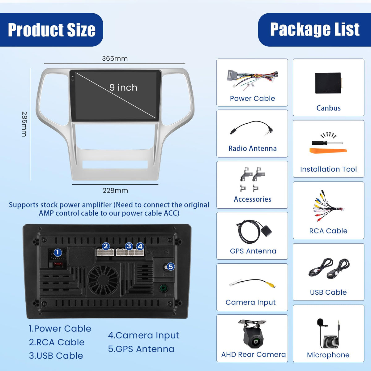 [4+64GB] Android Car Radio for Jeep Grand Cherokee 2008-2013 with 5Ghz WiFi