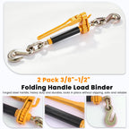 3/8"-1/2" Heavy Duty Ratchet Chain Binders, Load Binders with 2 Grab Hooks