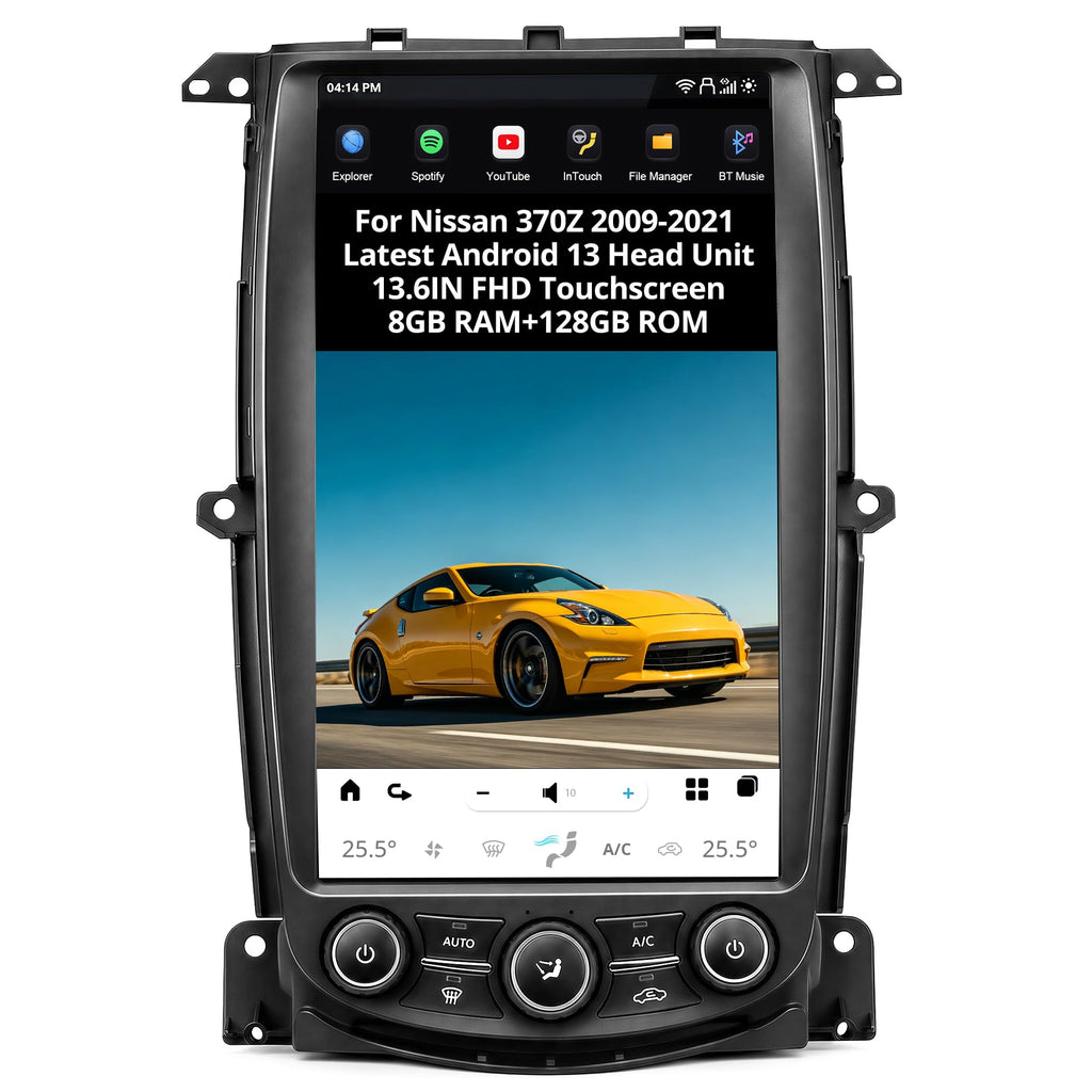 AuCar 13.6 Inch Touch Screen Android 13 Car Radio for Nissan 370Z 2009-2021 Head Unit Wireless Carplay Android Auto GPS Navigation Stereo Multimedia Player 8GB RAM 128GB ROM, Black