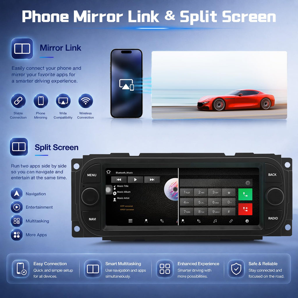 4+64G 6.86 Inch Car Stereo Radio for Dodge Dakota 2001 2002 2003 2004